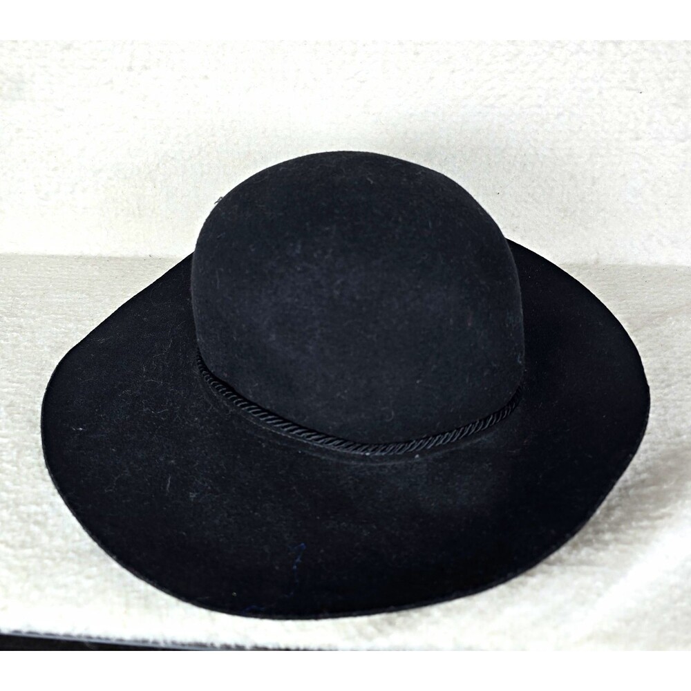 Bollman Black 100% Wool Felt Wide-brim Hat Boho Witchy Western USA